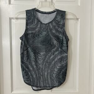 Lululemon Sleeveless Athletic High Neck Split Hem Run Tank Top Swirl Green 8/10?